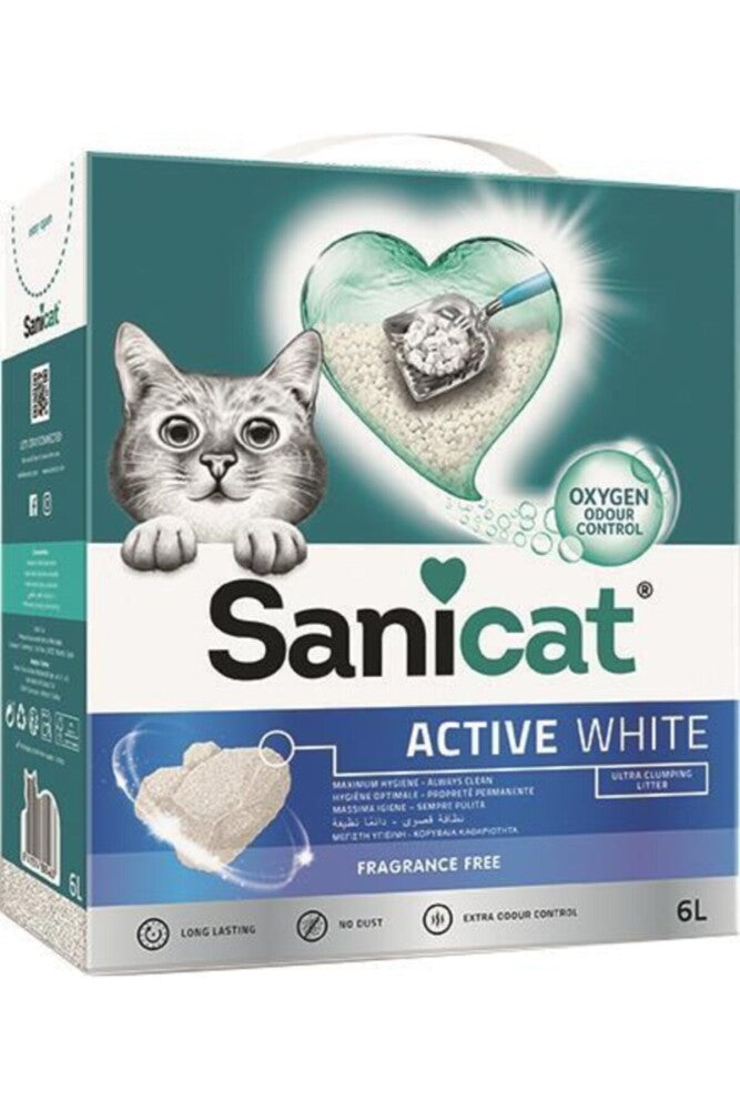 Sanicat Active Kokusuz Topaklanan Bentonit Kedi Kumu 6 LT WHITE | SRC: Barcode: 8411514805463